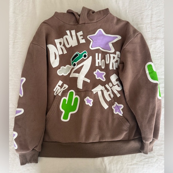 PacSun Tops - PacSun “Drove 4 Hours For This” Graphic Hoodie Brown Size S